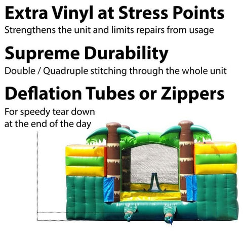 POGO Inflatable Bouncers 11'H Crossover Tropical Double Water Slide Bounce House with Blower, Backyard Party Package by POGO 754972355049 5519 11'H Crossover Tropical Double Water Slide Bounce House Blower