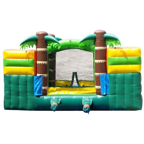 POGO Inflatable Bouncers 11'H Crossover Tropical Double Water Slide Bounce House with Blower, Backyard Party Package by POGO 754972355049 5519 11'H Crossover Tropical Double Water Slide Bounce House Blower