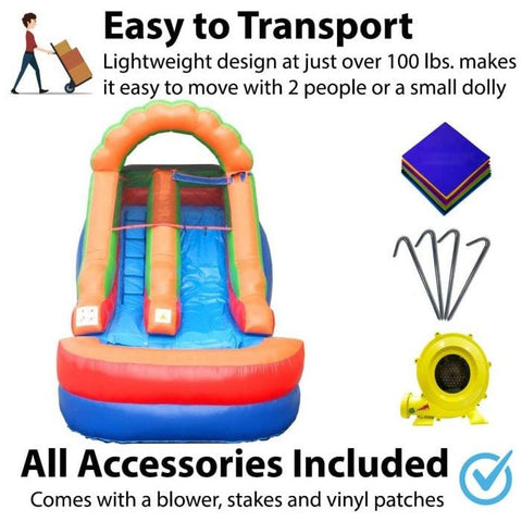 POGO Inflatable Bouncers 12'H Crossover Rainbow Inflatable Water Slide with Blower, Backyard Party Package by POGO 754972325158 5512 12'H Crossover Rainbow Water Slide w/ Blower, Backyard Party Package 