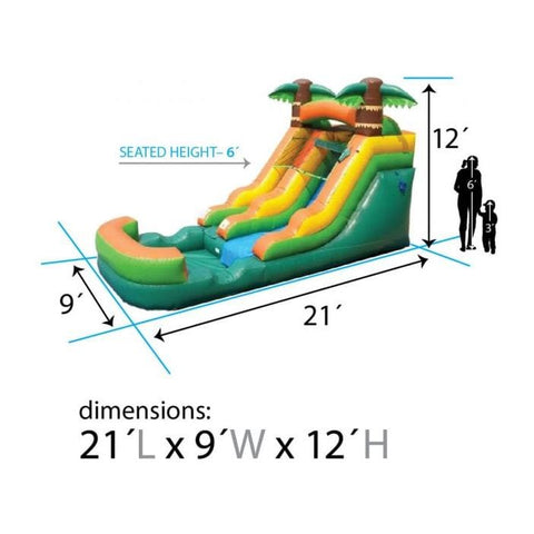 POGO Inflatable Bouncers 12'H Crossover Tropical Inflatable Water Slide with Blower, Backyard Party Package by POGO 754972325134 5514 12'H Crossover Tropical Water Slide with Blower Backyard Party Package