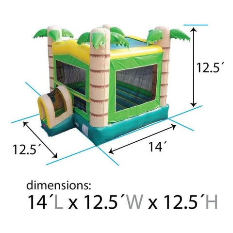 POGO Inflatable Bouncers 12'H Modular Tropical Inflatable Bounce House with Blower and Jungle Art Panel by POGO 1988 12'H Modular Tropical Bounce House with Blower and Jungle Art Panel