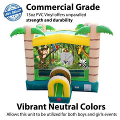 12.5'H Modular Tropical Inflatable Bounce House with Blower and Jungle Art Panel by POGO
