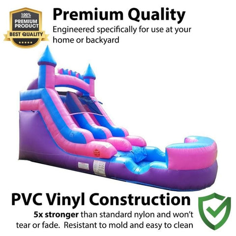 POGO Inflatable Bouncers 13 1/2'H Crossover Pink Inflatable Water Slide with Blower, Backyard Party Package by POGO 754972325141 5513 13 1/2'H Crossover Pink Water Slide with Blower Backyard Party Package