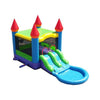Image of POGO Inflatable Bouncers 13.5'H Crossover Blue Rainbow Dual Lane Bounce House Slide with Pool with Blower, Backyard Party Package by POGO 13.5'H Crossover Tropical Dual Lane Bounce House Slide Pool Blower