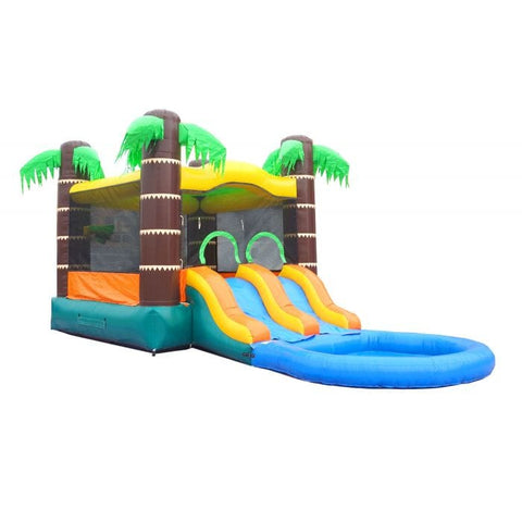POGO Inflatable Bouncers 13.5'H Crossover Tropical Dual Lane Bounce House Slide with Pool with Blower, Backyard Party Package by POGO 754972305945 5522 13.5'H Crossover Tropical Dual Lane Bounce House Slide Pool Blower