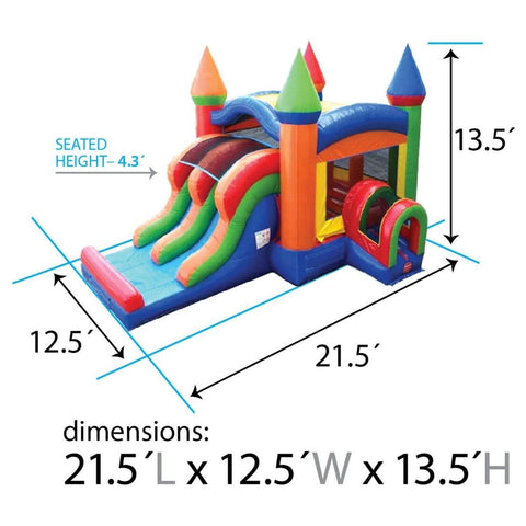 POGO Inflatable Bouncers 13.5'H Kids Modern Rainbow Bounce House and Double Lane Slide Combo with Blower by POGO 754972356060 25 13.5'H Kids Modern Rainbow Bounce House and Double Lane Slide Combo w Blower