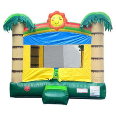 POGO Inflatable Bouncers 13ft x 12ftx 14.5ft Crossover Tropical Jungle Smiley Face Inflatable Bounce House with Blower by POGO 6255 13ft x 12ftx Crossover Tropical Jungle Smiley Face Inflatable POGO