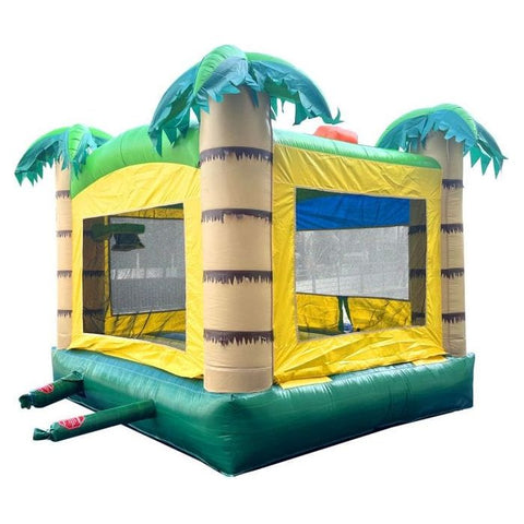 POGO Inflatable Bouncers 13ft x 12ftx 14.5ft Crossover Tropical Jungle Smiley Face Inflatable Bounce House with Blower by POGO 6255 13ft x 12ftx Crossover Tropical Jungle Smiley Face Inflatable POGO