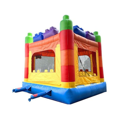 POGO Inflatable Bouncers 14.5'H Crossover Building Block Bounce House with Blower by POGO 840344502842 6239