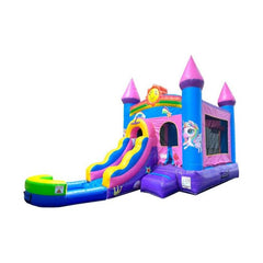 POGO Inflatable Bouncers 14.5' H Crossover Pink Unicorn Castle Smiley Face Bounce House Slide Combo with Wet Pool Attachment by POGO 754972382526 6189 14.5H Crossover Pink Unicorn Castle Smiley BounceHouse Slide Pool POGO