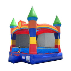14.5'H Crossover Rainbow Smiley Face Castle Inflatable Bounce House with Blower by POGO