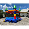 Image of POGO Inflatable Bouncers 14.5'H Crossover Rainbow Smiley Face Castle Inflatable Bounce House with Blower by POGO 6166 14.5H Crossover Pink Smiley Castle Inflatable Bounce House Blower POGO