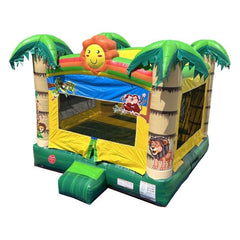 14.5'H Crossover Tropical Jungle Smiley Face Inflatable Bounce House with Blower by POGO