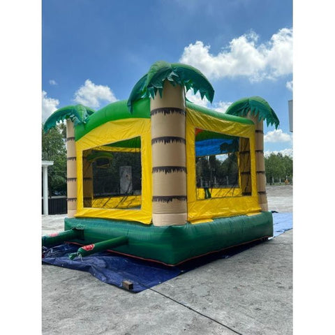 POGO Inflatable Bouncers 14.5'H Crossover Tropical Jungle Smiley Face Inflatable Bounce House with Blower by POGO 14.5H Crossover Pink Smiley Castle Inflatable Bounce House Blower POGO