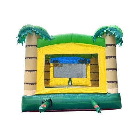 POGO Inflatable Bouncers 14.5'H Crossover Tropical Jungle Smiley Face Inflatable Bounce House with Blower by POGO 781880278535 6167 14.5H Crossover Tropical Jungle Smiley Bounce House Blower POGO