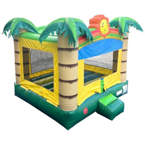 POGO Inflatable Bouncers 14.5' H Crossover Tropical Jungle Smiley Face Inflatable Bounce House with Blower by POGO 840344503191 6255 14.5'H Crossover Tropical Jungle Smiley Face Bounce House POGO