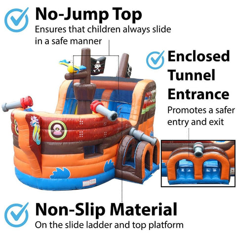 POGO Inflatable Bouncers 14'H Deluxe Pirate Ship Bounce House and Slide Combo with Blower by POGO 754972361040 19 14' Deluxe Pirate Ship Bounce House and Slide Combo Blower by POGO