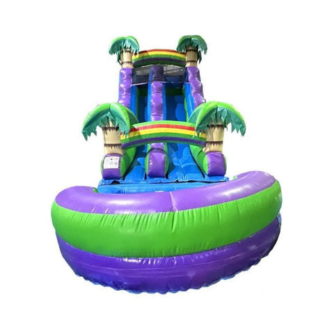 POGO Inflatable Bouncers 15'H Crossover Purple Marble Tropical Inflatable Water Slide with Blower and Pool by POGO 840344503160 6252 15'H Crossover Purple Marble Tropical Inflatable Water Slide Pool POGO