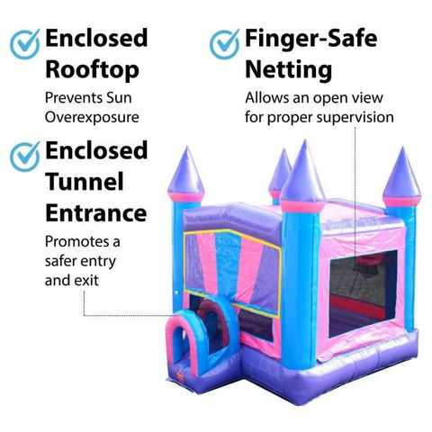 POGO Inflatable Bouncers 15'H Modular Pink Inflatable Bounce House with Blower and Princess Art Panel by POGO 754972336529 1986 15' Modular Pink Inflatable Bounce House w Blower & Princess Art Panel