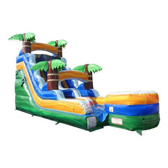 POGO Inflatable Bouncers 15'H Tropical Green Marble Inflatable Water Slide with Blower by POGO 781880209454 6133