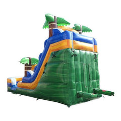 15'H Tropical Green Marble Inflatable Water Slide with Blower by POGO