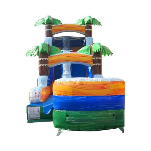 POGO Inflatable Bouncers 15'H Tropical Green Marble Inflatable Water Slide with Blower by POGO 781880209454 6133