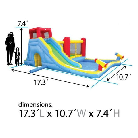POGO Inflatable Bouncers 7.4' Backyard Kids Deluxe Inflatable Water Slide Bouncer with Splash Cannon and Pool by POGO 9.5'H Backyard Kids Inflatable Water Slide Cannon Pool POGO SKU# 5119