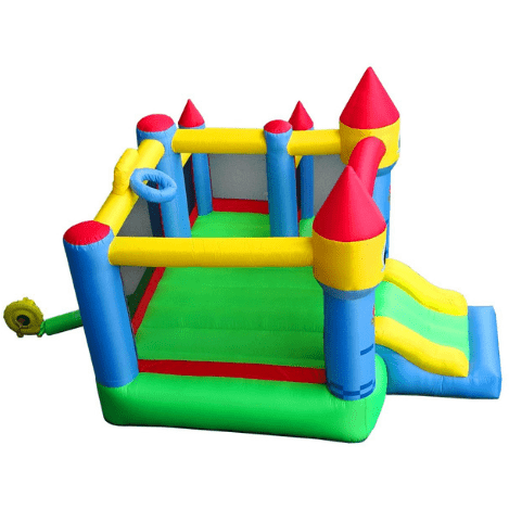 POGO Inflatable Bouncers 7' Backyard Kids Deluxe 3-in-1 Castle Inflatable Bounce House with Slide by POGO 781880258421 7980 7' Backyard Kids Deluxe 3-in-1 Castle Inflatable Bounce House w/ Slide