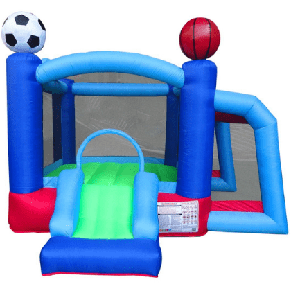 POGO Inflatable Bouncers 7' Backyard Kids Sports Arena Inflatable Bounce House with Soccer Goal by POGO 754972375122 7981 7' Backyard Kids Sports Arena Inflatable Bounce House with Soccer Goal