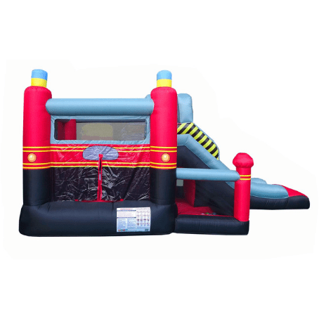 POGO Inflatable Bouncers 8 1/2' Backyard Kids Deluxe Fire Station Inflatable Bounce House with Slide by POGO 754972375160 7985 8 1/2' Backyard Kids Deluxe Fire Station Inflatable Bounce with Slide