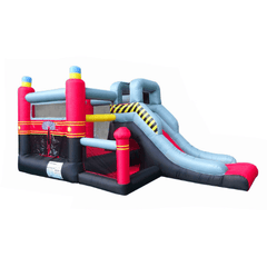 8.5'H Backyard Kids Deluxe Fire Station Inflatable Bounce House with Slide by POGO