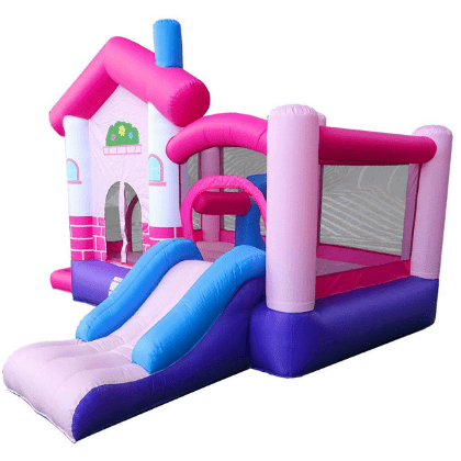 POGO Inflatable Bouncers 8' Backyard Kids Deluxe Pink Dream House Inflatable Bounce House with Slide by POGO 754972375153 7984 8' Backyard Kids Deluxe Pink Dream House Inflatable Bounce w/ Slide