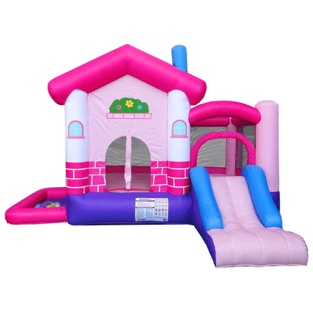 POGO Inflatable Bouncers 8' Backyard Kids Deluxe Pink Dream House Inflatable Bounce House with Slide by POGO 754972375153 7984 8' Backyard Kids Deluxe Pink Dream House Inflatable Bounce w/ Slide
