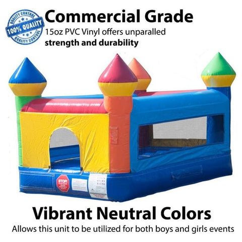 POGO Inflatable Bouncers 8'H Junior Rainbow Castle Indoor Bounce House with Blower by POGO 754972324694 1898 8'H Junior Rainbow Castle Indoor Bounce House with Blower by POGO 1898