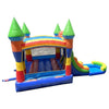 Image of POGO Inflatable Bouncers Crossover 14.5'H Rainbow Castle Smiley Face Bounce House Slide Combo with Wet Pool Attachment by POGO 754972382472 6170 Crossover 14.5H Rainbow Castle Smiley Bounce Slide Combo Wet Pool POGO