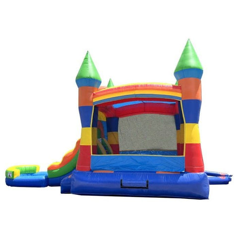 POGO Inflatable Bouncers Crossover 14.5'H Rainbow Castle Smiley Face Bounce House Slide Combo with Wet Pool Attachment by POGO 754972382472 6170 Crossover 14.5H Rainbow Castle Smiley Bounce Slide Combo Wet Pool POGO