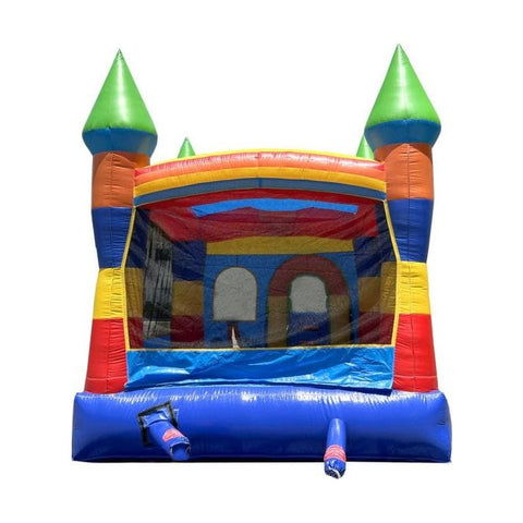 POGO Inflatable Bouncers Crossover 14.5'H Rainbow Castle Smiley Face Bounce House Slide Combo with Wet Pool Attachment by POGO 754972382472 6170 Crossover 14.5H Rainbow Castle Smiley Bounce Slide Combo Wet Pool POGO