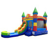 Image of POGO Inflatable Bouncers Crossover 14.5'H Rainbow Castle Smiley Face Bounce House Slide Combo with Wet Pool Attachment by POGO 754972382472 6170 Crossover 14.5H Rainbow Castle Smiley Bounce Slide Combo Wet Pool POGO