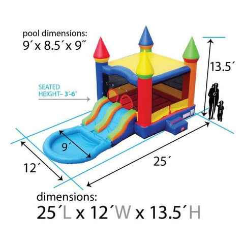 POGO Inflatable Bouncers Crossover Rainbow Dual Lane Bounce House Slide with Pool with Blower, Backyard Party Package by POGO 754972302722 5521 Crossover Rainbow Dual Lane Bounce House Slide Pool Backyard Party