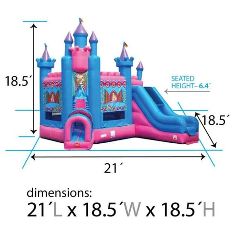 POGO Inflatable Bouncers Deluxe Princess Bounce House and Slide Combo with Blower by POGO 781880284055 893 Deluxe Princess Bounce House and Slide Combo with Blower  SKU# 893