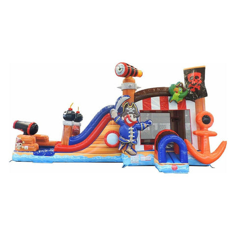 POGO Inflatable Bouncers Mega Pirate Ship Inflatable Water Slide Bounce House Combo with Blower by POGO 781880284000 5541 Mega Pirate Ship Inflatable Water Slide Bounce House Combo with Blower
