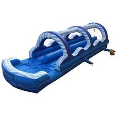 35' Blue Marble Dual Lane Inflatable Slip n Slide with Blower with Velcro by POGO