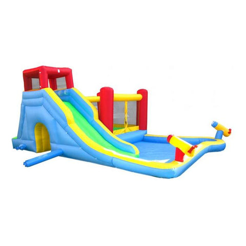 POGO Water Parks & Slides 7.4' Backyard Kids Deluxe Inflatable Water Slide Bouncer with Splash Cannon and Pool by POGO 5122 7.4' Backyard Kids Deluxe Inflatable Slide Bouncer Cannon Pool POGO