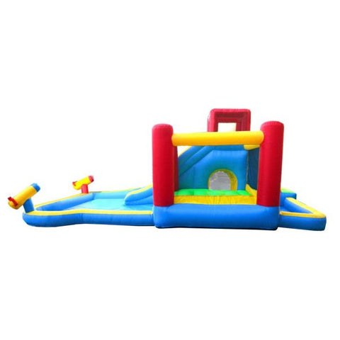 POGO Water Parks & Slides 7.4' Backyard Kids Deluxe Inflatable Water Slide Bouncer with Splash Cannon and Pool by POGO 5122 7.4' Backyard Kids Deluxe Inflatable Slide Bouncer Cannon Pool POGO