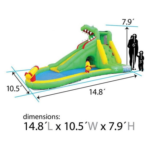 POGO Water Parks & Slides 7.9' Backyard Kids Gator Inflatable Water Slide with Splash Cannon and Pool by POGO 7.4' Backyard Kids Deluxe Inflatable Slide Bouncer Cannon Pool POGO