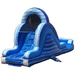 12' Blue Marble Rear Entry Wet / Dry Inflatable Slide by POGO