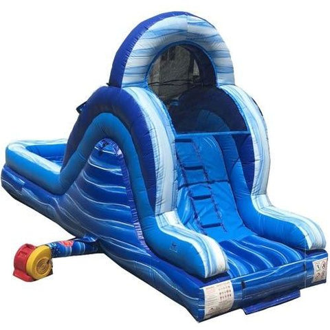 12' Blue Marble Rear Entry Wet / Dry Inflatable Slide SKU: 7085
