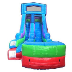 15'H Modular Retro Rainbow Inflatable Water Slide with Blower and Dinosaur Art Panel by POGO