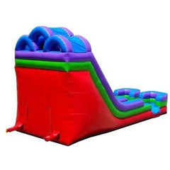 18' Retro Rainbow Double Bay Inflatable Water Slide with Blower by POGO