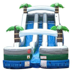 18.5' H Tropical Marble Double Bay Inflatable Water Slide with Blower by POGO
